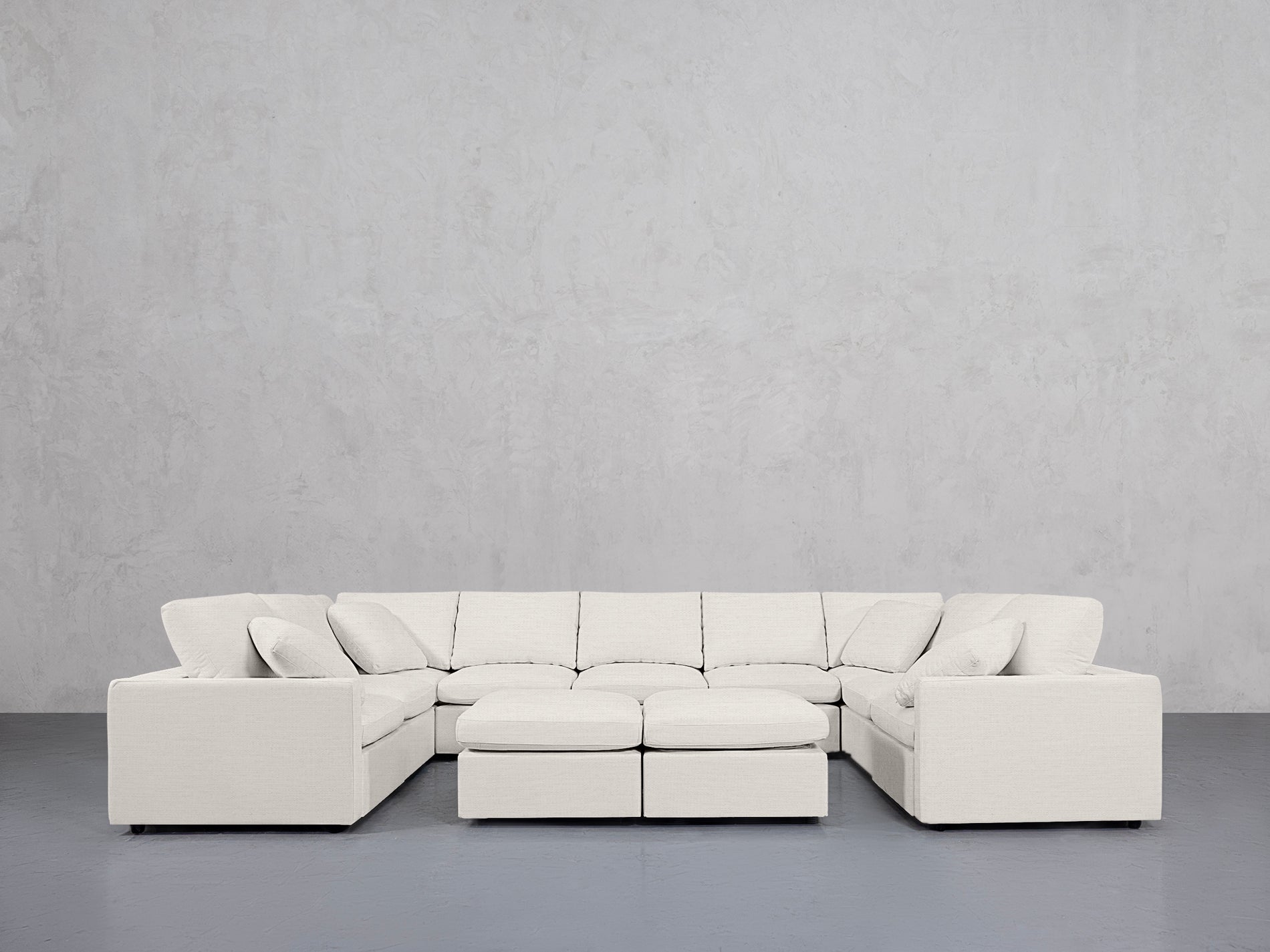 9-Seat Modular U-Sectional with Double Ottoman (Thin Arms)