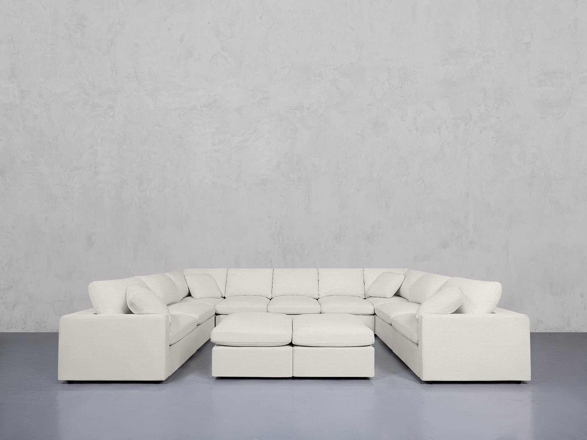 9-Seat Modular U-Sectional with Double Ottoman (Thin Arms)
