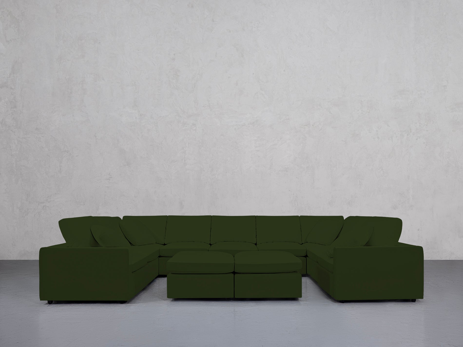 9-Seat Modular U-Sectional with Double Ottoman (Thin Arms)