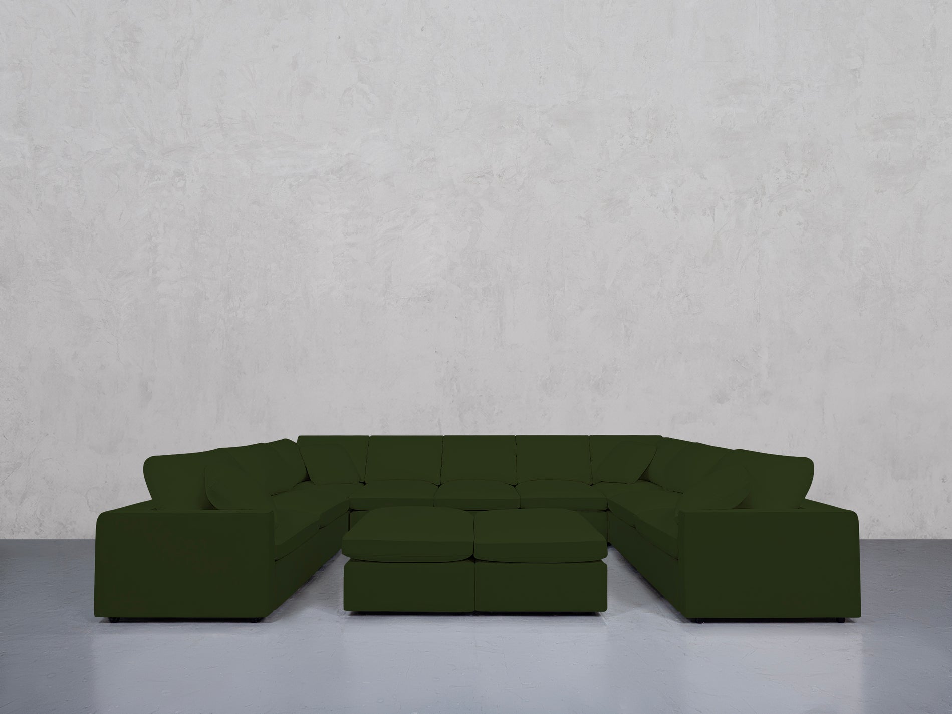 9-Seat Modular U-Sectional with Double Ottoman (Thin Arms)
