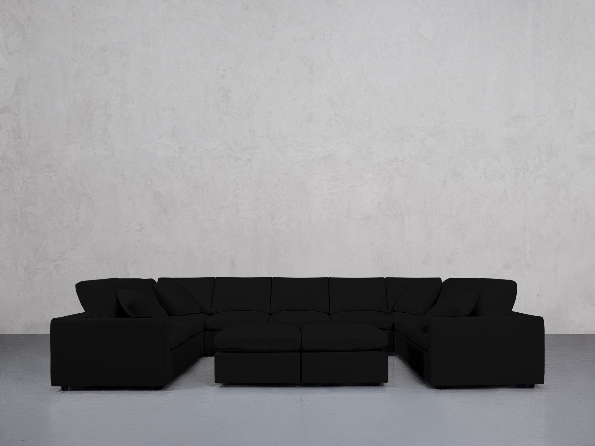 9-Seat Modular U-Sectional with Double Ottoman (Thin Arms)
