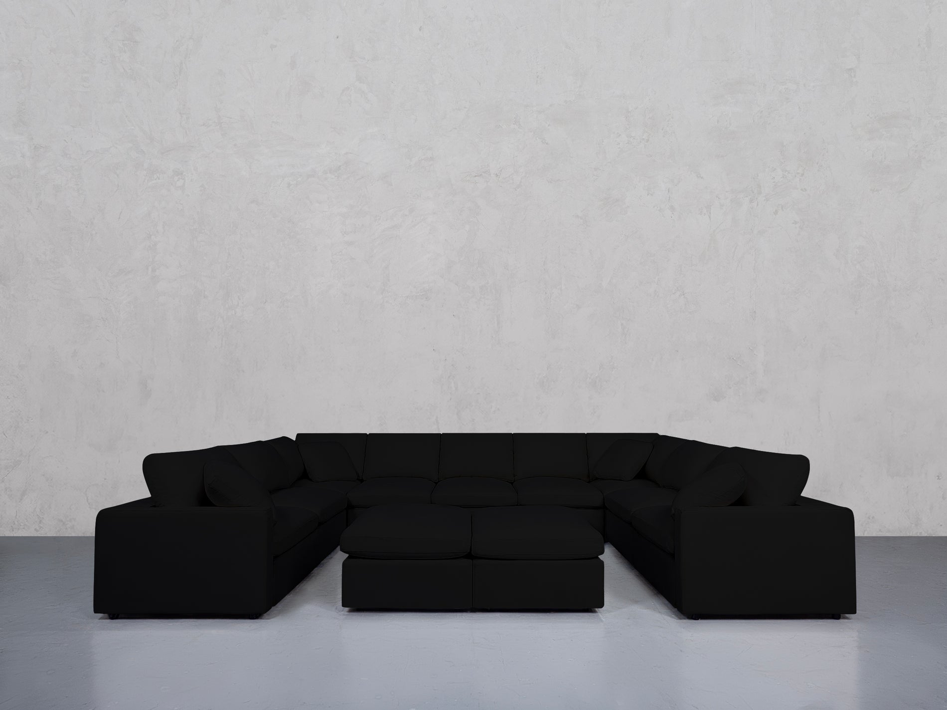9-Seat Modular U-Sectional with Double Ottoman (Thin Arms)
