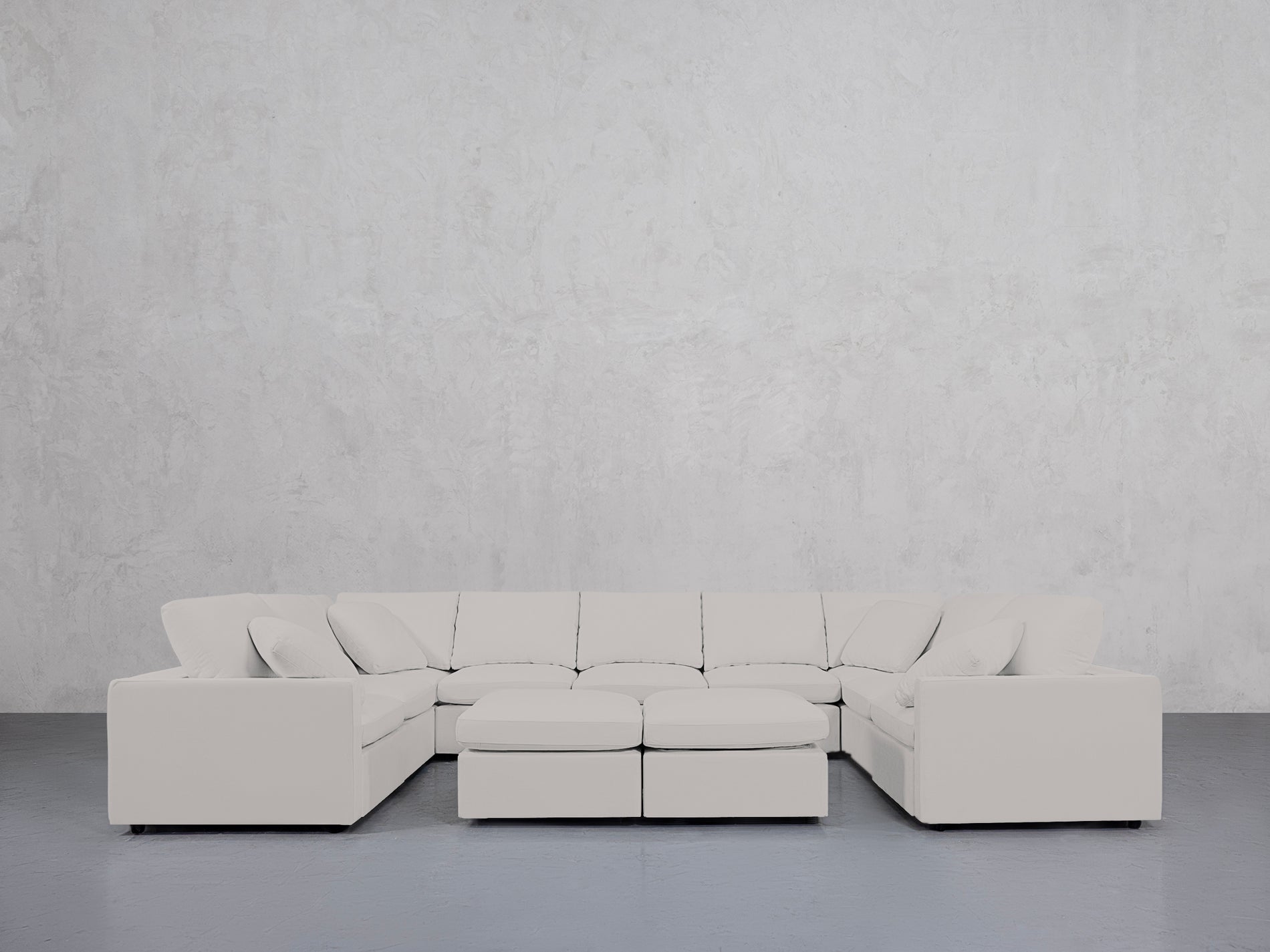 9-Seat Modular U-Sectional with Double Ottoman (Thin Arms)