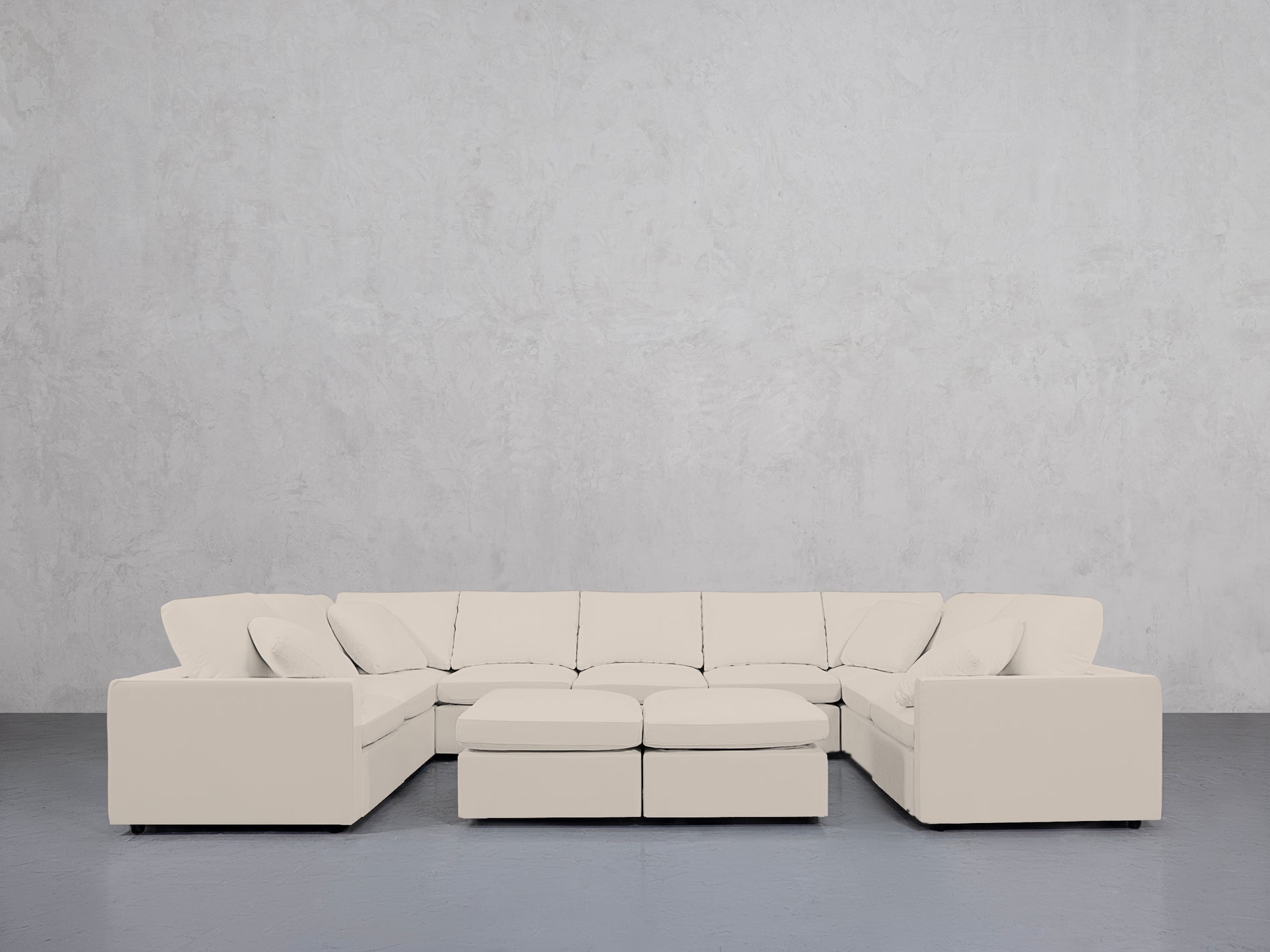 9-Seat Modular U-Sectional with Double Ottoman (Thin Arms)