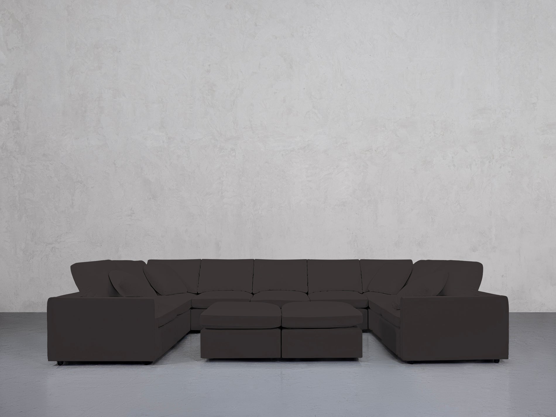 9-Seat Modular U-Sectional with Double Ottoman (Thin Arms)