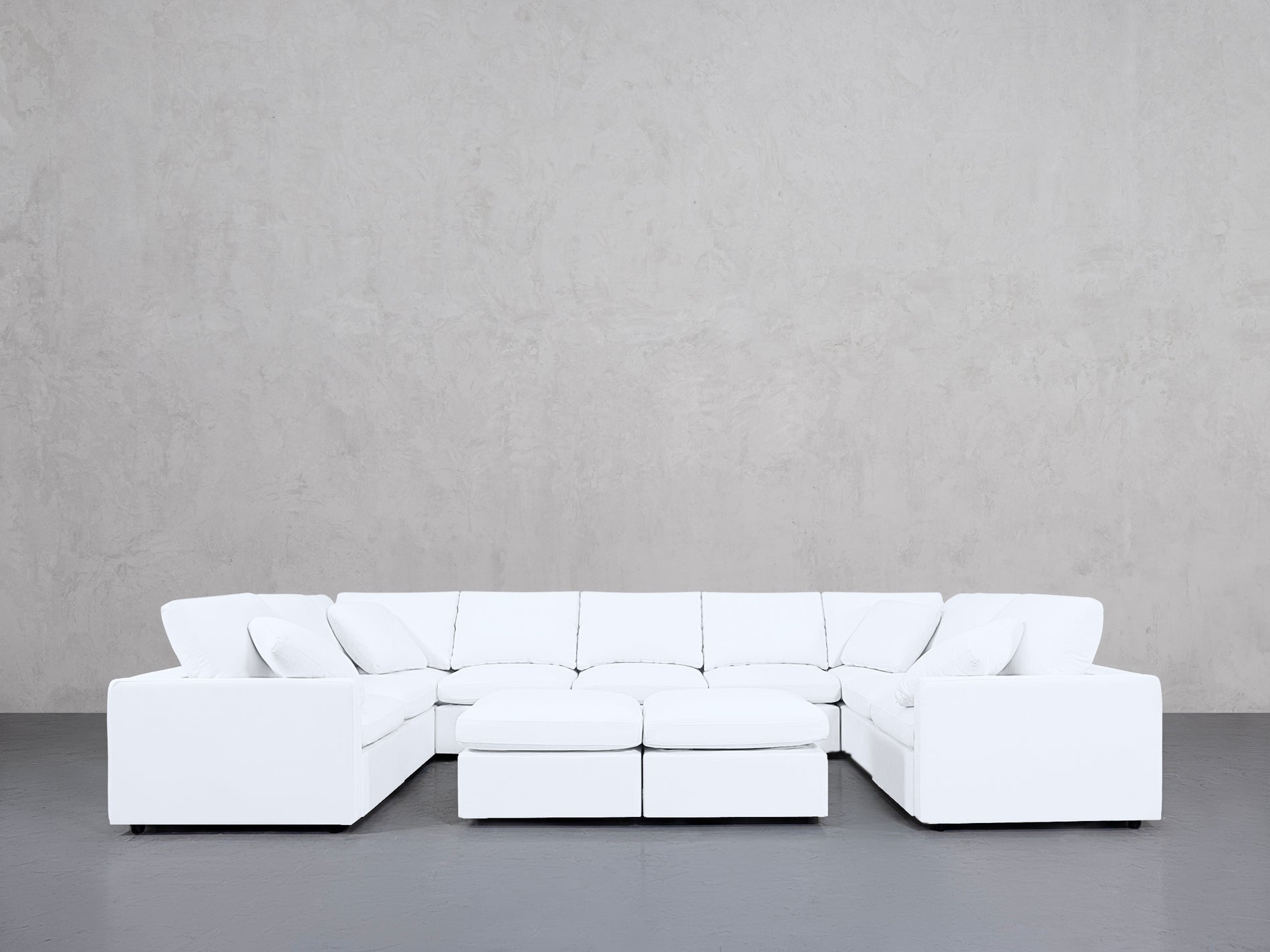 9-Seat Modular U-Sectional with Double Ottoman (Thin Arms)