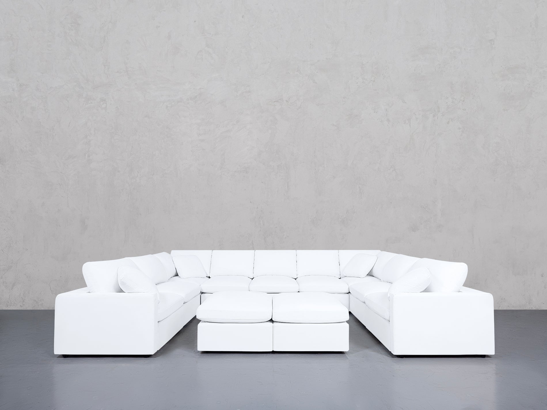 9-Seat Modular U-Sectional with Double Ottoman (Thin Arms)