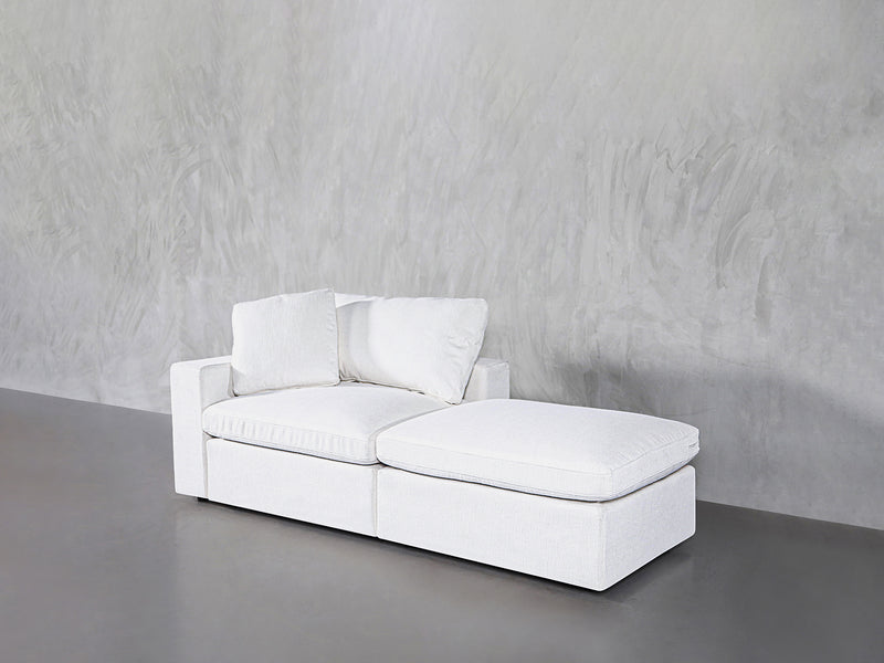 Washable 2-Seat White Modular Loveseat
