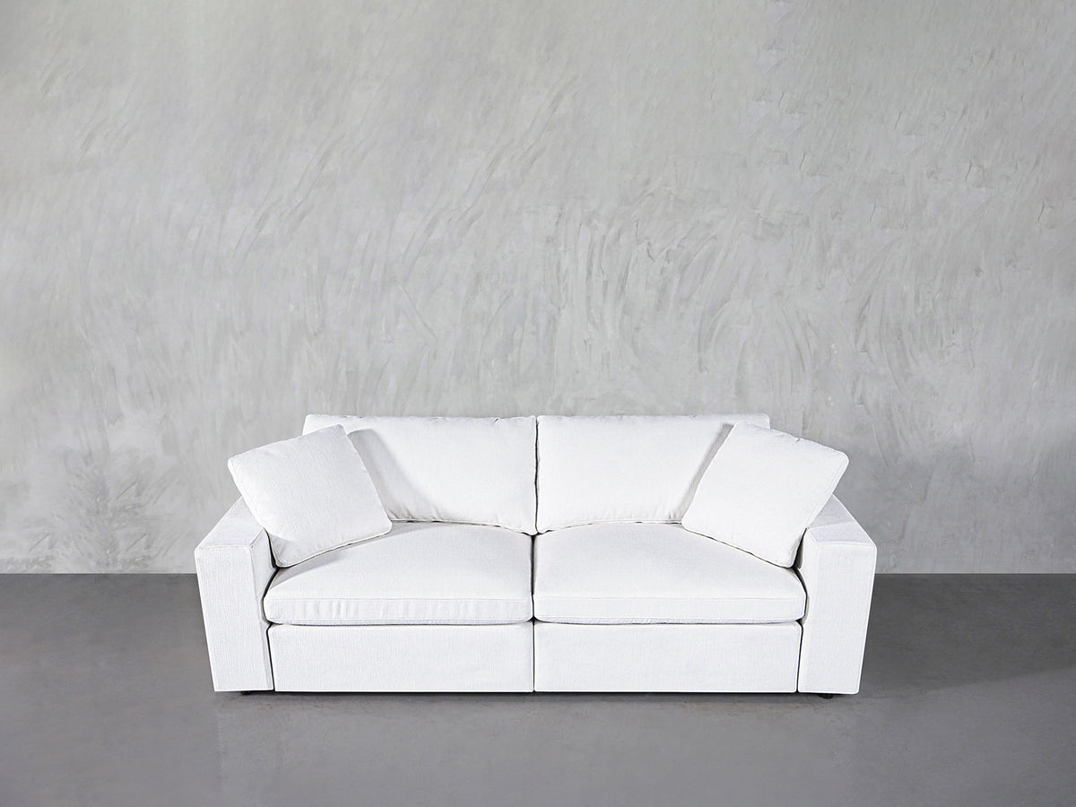 Washable White 2-Seat Modular Loveseat
